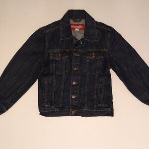 Wrangler Jean Jacket Boys Size Medium Kids Youth Denim Dark Blue Cowboy Ranch